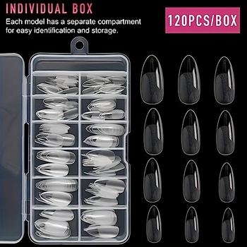 Комплект за маникюр с 120 части: овална форма, пълно покритие и матово завършване за салон