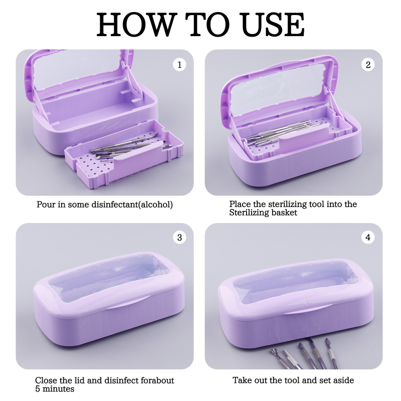 Θήκη απολύμανσης εργαλείων μανικιούρ και βλεφαρίδων – καθαρισμός με αλκοόλ και βύθιση, πλαστικό, 320 g, Zidivi OEM