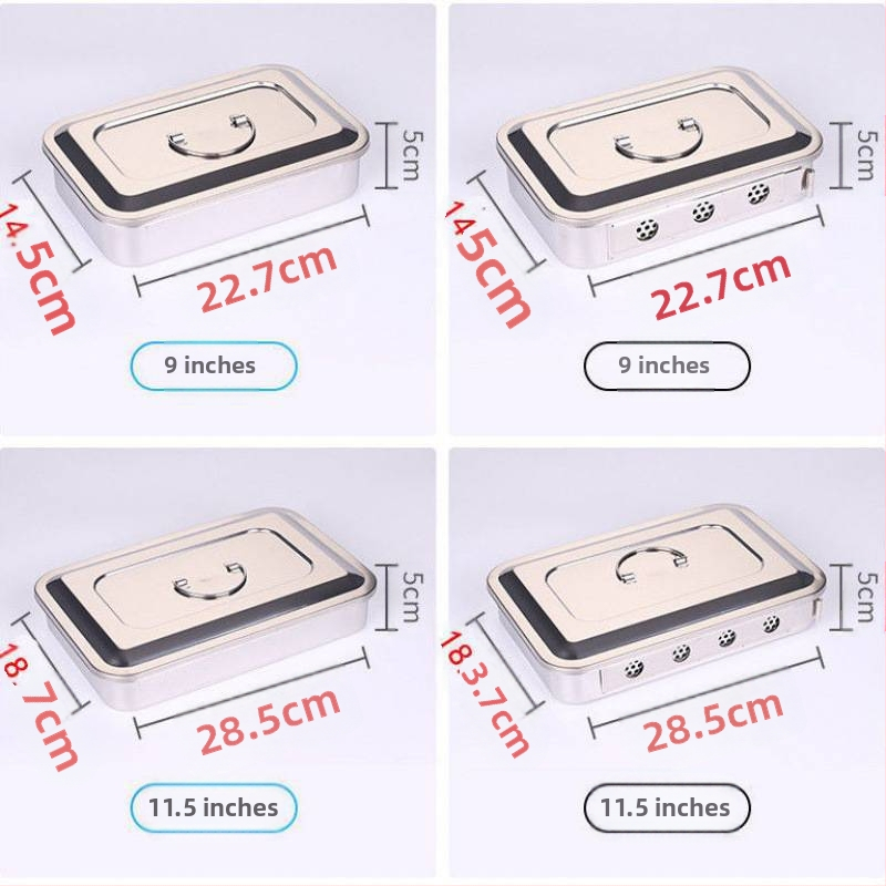 Box na ihly z 304 lekárskej nerezovej ocele, dezinfekčná krabička s poklopom, perforovaný zásobník na nástroje pre akupunktúru, odolný voči iodoforu