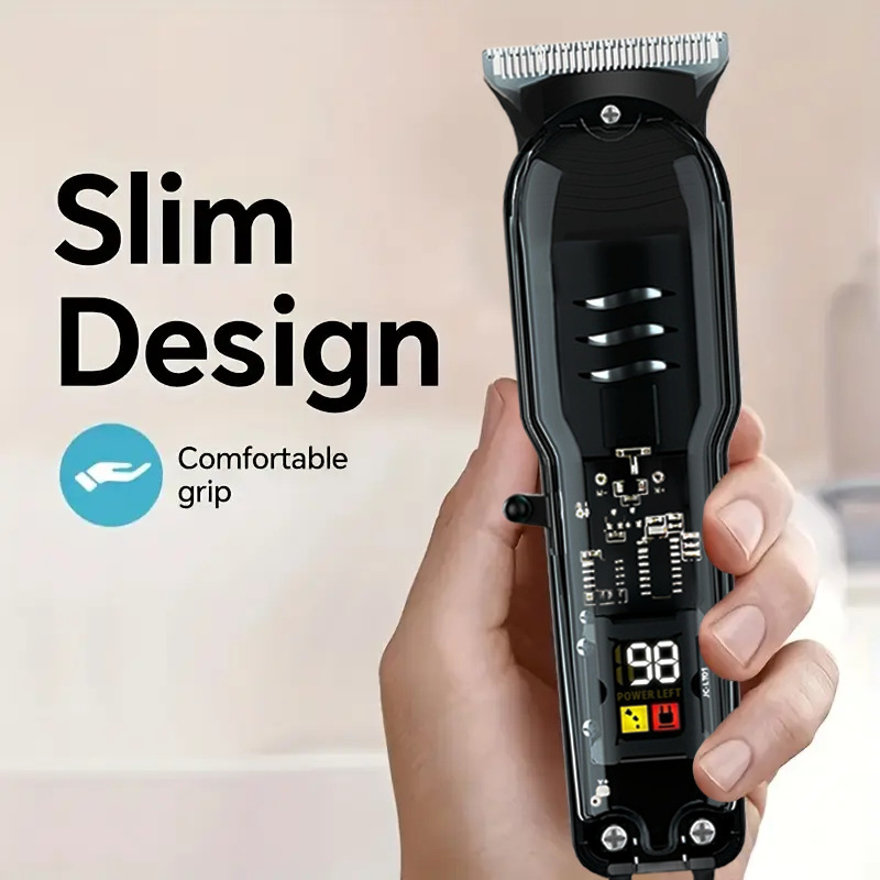 Mașină de tuns FY1502 – profesională pentru saloane, lamă din oțel inoxidabil, baterie încorporată, impermeabilă, motor cu perii, zgomot redus (≤36 dB)