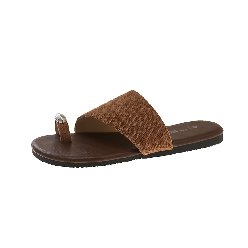 Γυναικείa υφαντά slip-on σανδάλια με επάνω μέρος από συνθετικό PU, σόλα καουτσούκ, πάχος σόλας 0–3 cm, επίπεδη φτέρνα, καλοκαίρι 2025