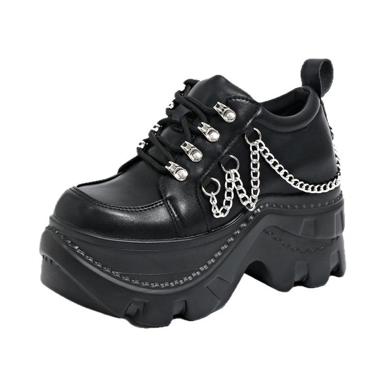 Loafers din PU, vârf rotund, talpă cu platformă, Slip-On, căptușeală din piele artificială