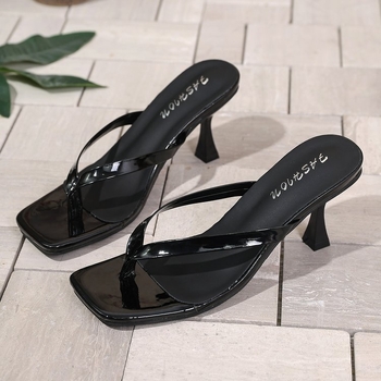 Γυναικείες σάνδαλες PU με τετράγωνη μύτη, ευρωπαϊκό–αμερικανικό στυλ, σύνθετη σόλα, καλοκαίρι 2025