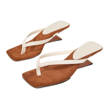 Πέδιλα με σφήνα, Κορεατικό στυλ, επάνω μέρος συνθετικό δέρμα, PU εσωτερικό, σόλα καουούκ, Άνοιξη 2025