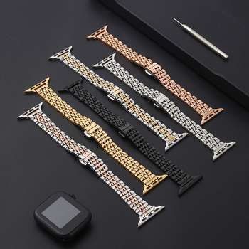 Смарт каишка за Armani iwatch87SE от неръждаема стомана – дизайн от седем мъниста, метална конструкция, тегло 65 g