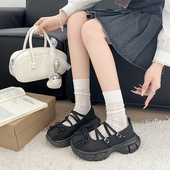 Sieviešu Mary Jane sporta kurpes ar biezu papēdi, sprādzes aizvērums, PU augšdaļa, gumijas zole, 3–5 cm papēdis