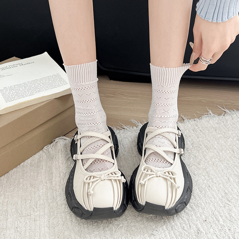 Sieviešu Mary Jane sporta kurpes ar biezu papēdi, sprādzes aizvērums, PU augšdaļa, gumijas zole, 3–5 cm papēdis