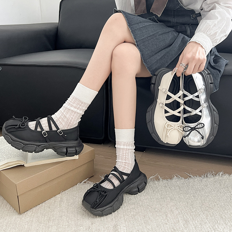 Sieviešu Mary Jane sporta kurpes ar biezu papēdi, sprādzes aizvērums, PU augšdaļa, gumijas zole, 3–5 cm papēdis