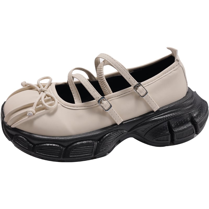 Sieviešu Mary Jane sporta kurpes ar biezu papēdi, sprādzes aizvērums, PU augšdaļa, gumijas zole, 3–5 cm papēdis