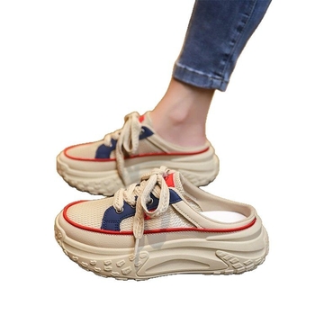 Γυναικείες κλειστές μούλες baotou, κορεατικό στυλ, PU επάνω μέρος, PU επένδυση, σόλα από καουτσούκ, στρογγυλή μύτη