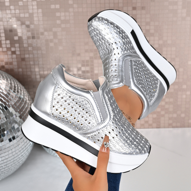 Kasdieniai platforminiai bateliai, apvali nosis, PU viršutinė medžiaga (sintetinė oda), 6–8 cm platforma, slip-on užsegimas