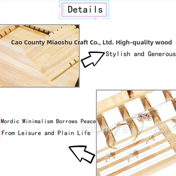 Asztali ékszeres állvány fából, egyszintű kiállító tálcával és tömörfa alap