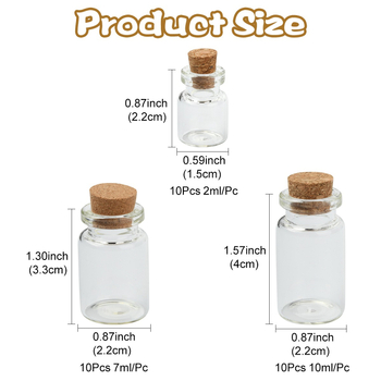 Μίνι γυάλινο μπουκαλάκι ευχών για DIY κατασκευή και διακόσμηση, κοινό γυαλί, χρήση: μπουκαλάκι ευχών, κατάλληλο για αποθήκευση μικρών αντικειμένων