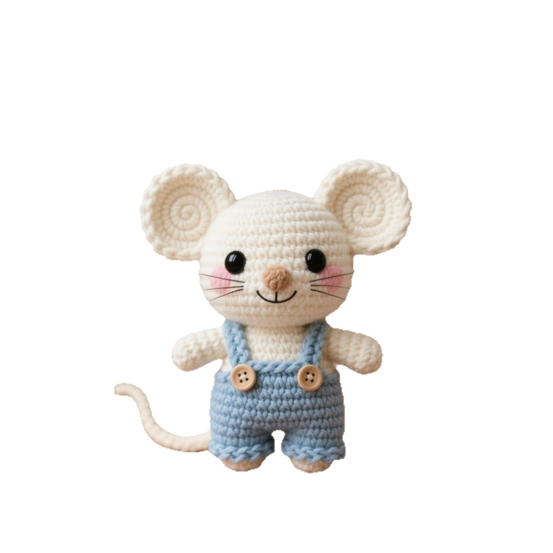 DIY Horgolt Egér Dísz – Kézzel Készített Gyapjú Játék, Cuki Rajzfilm Stílus
