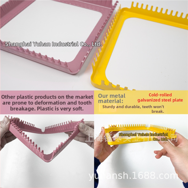 DIY тъкачен стан - квадратна рамка за тъкане, гъсти зъби, 18 зъба