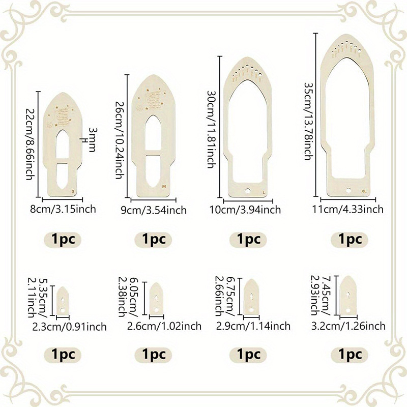 Set din patru șabloane din lemn pentru împletit mănuși – DIY
