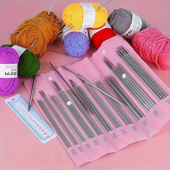 Rozsdamentes acélból készült kettős végű kötőtűk készlet, 11 darabos, PVC csomagolás