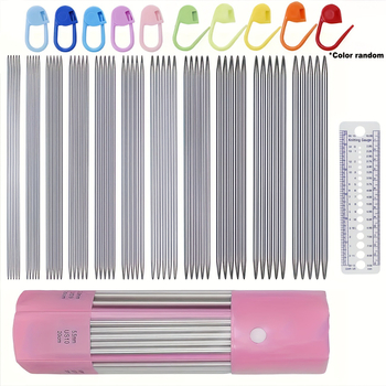 Σετ από βελόνες πλεξίματος από ανοξείδωτο ατσάλι με διπλή άκρη, 11 τεμάχια, PVC συσκευασία