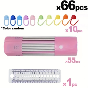 Σετ από βελόνες πλεξίματος από ανοξείδωτο ατσάλι με διπλή άκρη, 11 τεμάχια, PVC συσκευασία