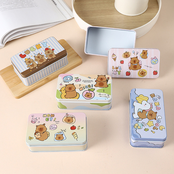 Elegant Charm Capybara Καρτούν Μεταλλικό Κουτί Αποθήκευσης — Tinplate, Κωδ. 2354X, Θέμα Ζώο