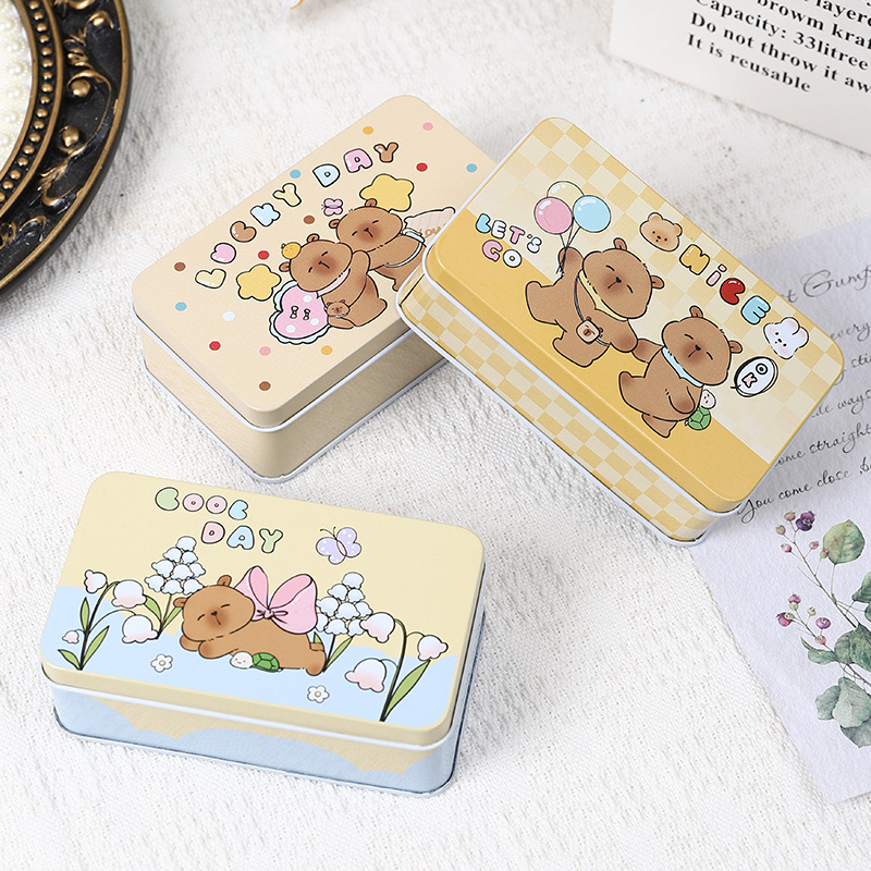 Elegant Charm Kapibara Animacinė Metalinė Saugojimo Dėžė — Tinplate, Kodas 2354X, Gyvūnų Tema