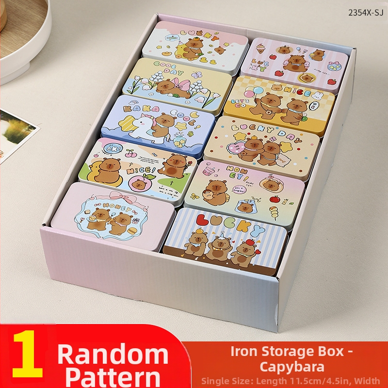 Elegant Charm Kapibara Animacinė Metalinė Saugojimo Dėžė — Tinplate, Kodas 2354X, Gyvūnų Tema