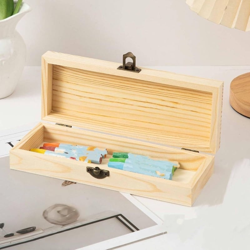 Box de depozitare pentru birou cu capac – Cutie de cadouri din bambus, dreptunghiulară, stil minimalist modern, 1L capacitate, pentru bijuterii, uleiuri esențiale, parfum și ceai