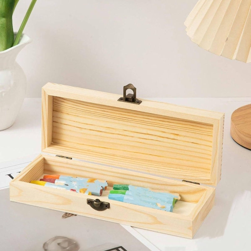 Box de depozitare pentru birou cu capac – Cutie de cadouri din bambus, dreptunghiulară, stil minimalist modern, 1L capacitate, pentru bijuterii, uleiuri esențiale, parfum și ceai