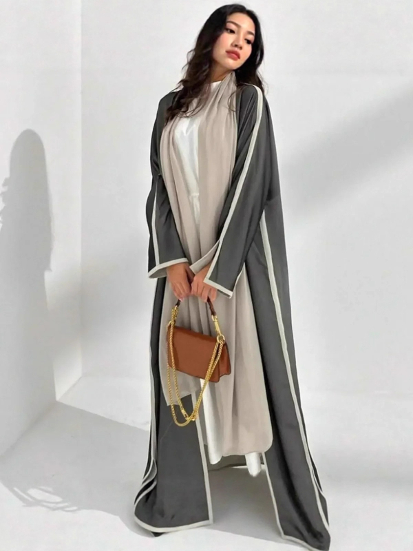 Abaja – musulmaņu pieticīgā ārējā apģērba, garā kleita ar batwing piedurknēm, spandex audums, preces numurs 6055, 2025. gada rudens