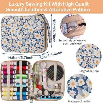Junzhi set za šivanje, vintage stil, kožni otisak suncokreta, ručno šivanje, prijenosni kućni set