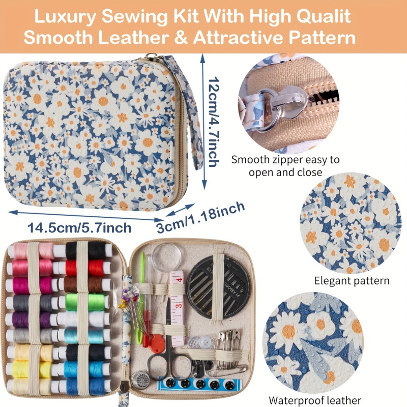 Junzhi set za šivanje, vintage stil, kožni otisak suncokreta, ručno šivanje, prijenosni kućni set
