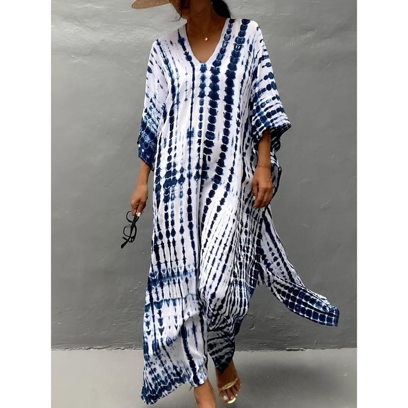 Κάλυμμα παραλίας για γυναίκες - Bohemian Tie-Dye Print, άνετη γραμμή, πολυεστέρας, πολυπροπυλένιο