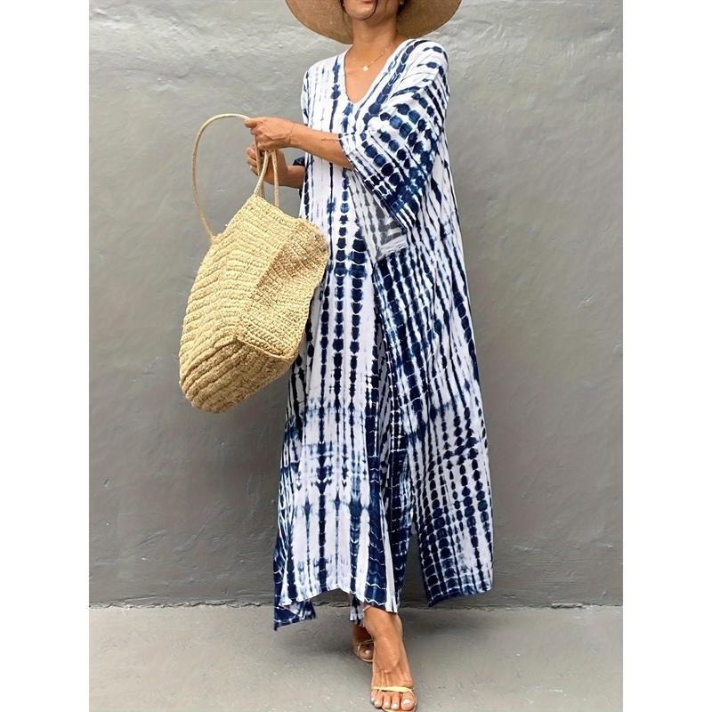Κάλυμμα παραλίας για γυναίκες - Bohemian Tie-Dye Print, άνετη γραμμή, πολυεστέρας, πολυπροπυλένιο