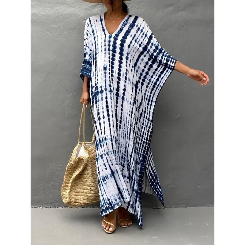 Κάλυμμα παραλίας για γυναίκες - Bohemian Tie-Dye Print, άνετη γραμμή, πολυεστέρας, πολυπροπυλένιο
