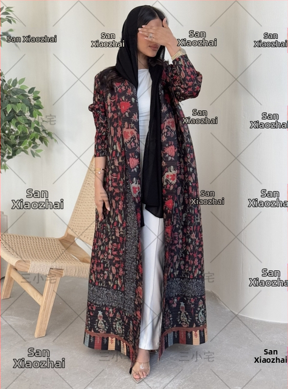 Plīsēts halāts-mantelis (95% poliesters, garas piedurknes, garums)