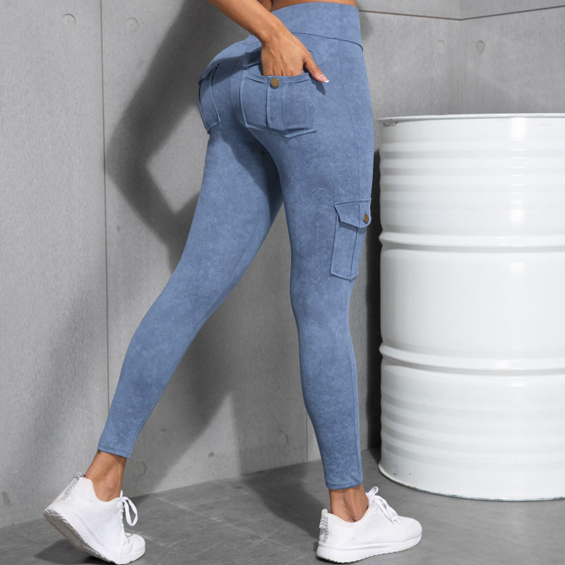 Γυναικείοι κολάν με υψηλή μέση και πολλαπλές τσέπες, ανυψώνουν τους γλουτούς, αναπνεύσιμο, κοντό μήκος