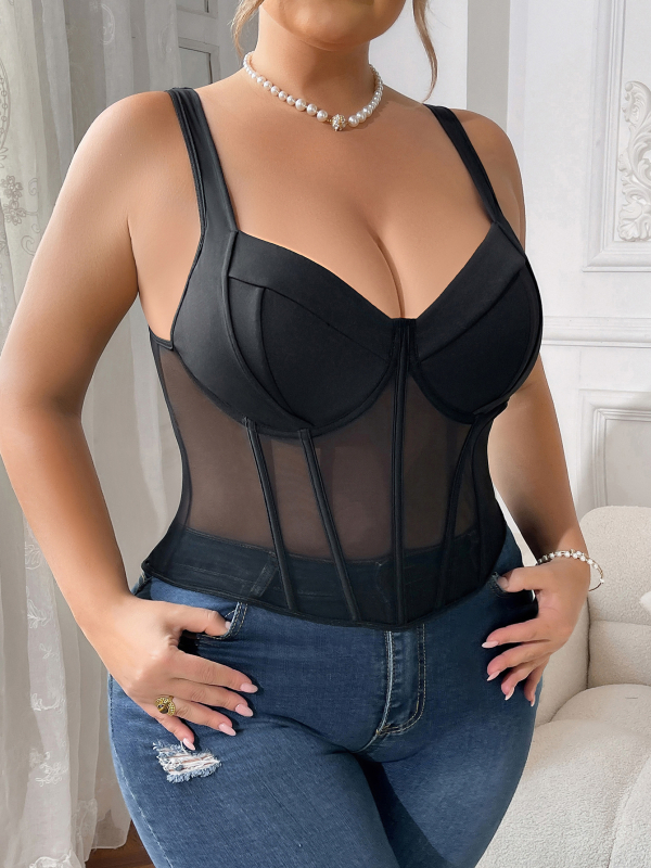 Plus Size σουτιέν με μπανέ, πολυεστέρας, μικροελαστικό, σλιμ φιτ, διπλοί ιμάντες