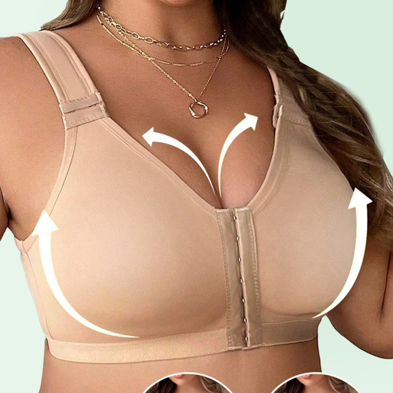 Sutien sport de tip top din nylon – cupă completă, bretele fixe duble, închidere frontală, funcție de susținere, material nylon