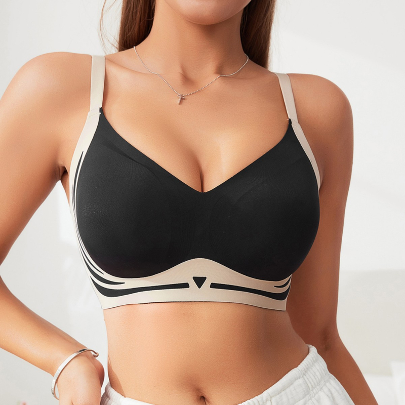 Push-Up grudnjak bez šavova, koži prijazan i prozračan, bez metalnih žica, 3/4 košarica, tanke oblikovane čašice, odvojivi naramenici