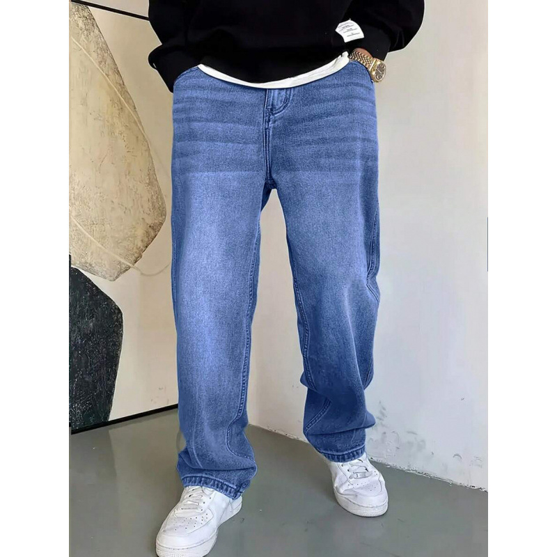 Džinsi – ikdienas denim ar taisnu līniju, brīvs piegriezums, auklas aizdare, flīsa iekšējā odere, poliesteru maisījums (taisnu līniju, brīvu piegriezumu, auklas aizdari, flīsa odere, poliesteru maisījums)