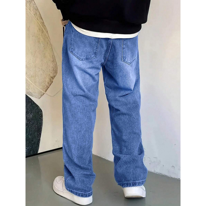 Džinsi – ikdienas denim ar taisnu līniju, brīvs piegriezums, auklas aizdare, flīsa iekšējā odere, poliesteru maisījums (taisnu līniju, brīvu piegriezumu, auklas aizdari, flīsa odere, poliesteru maisījums)