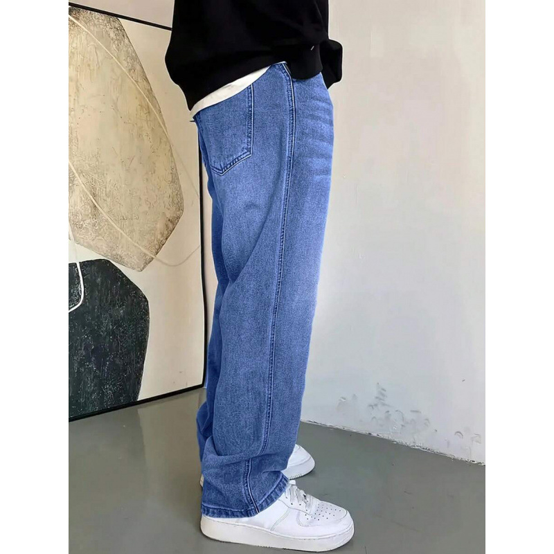 Džinsi – ikdienas denim ar taisnu līniju, brīvs piegriezums, auklas aizdare, flīsa iekšējā odere, poliesteru maisījums (taisnu līniju, brīvu piegriezumu, auklas aizdari, flīsa odere, poliesteru maisījums)