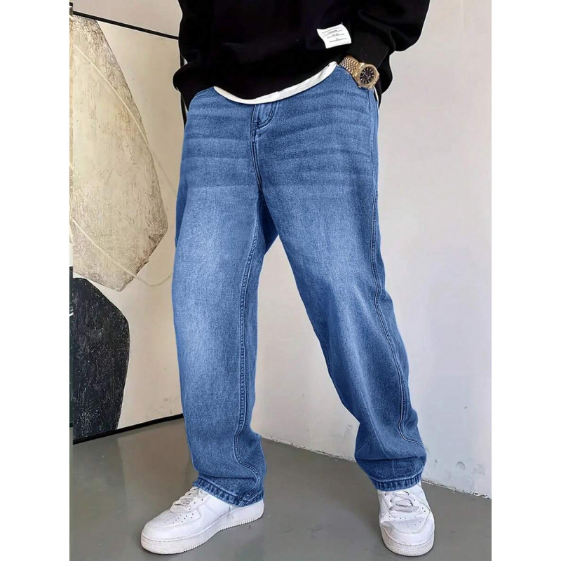 Džinsi – ikdienas denim ar taisnu līniju, brīvs piegriezums, auklas aizdare, flīsa iekšējā odere, poliesteru maisījums (taisnu līniju, brīvu piegriezumu, auklas aizdari, flīsa odere, poliesteru maisījums)