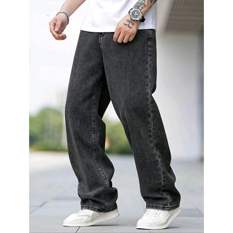 Pantaloni din denim pentru bărbați, stil coreean, croi drept, modal țesătură, elasticitate mare