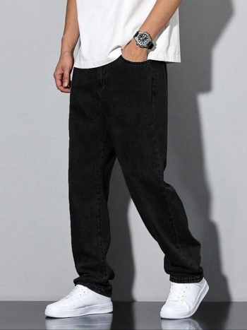 Blugi bărbați cu croială largă, regular fit, stil casual, țesătură modal, elasticitate ridicată