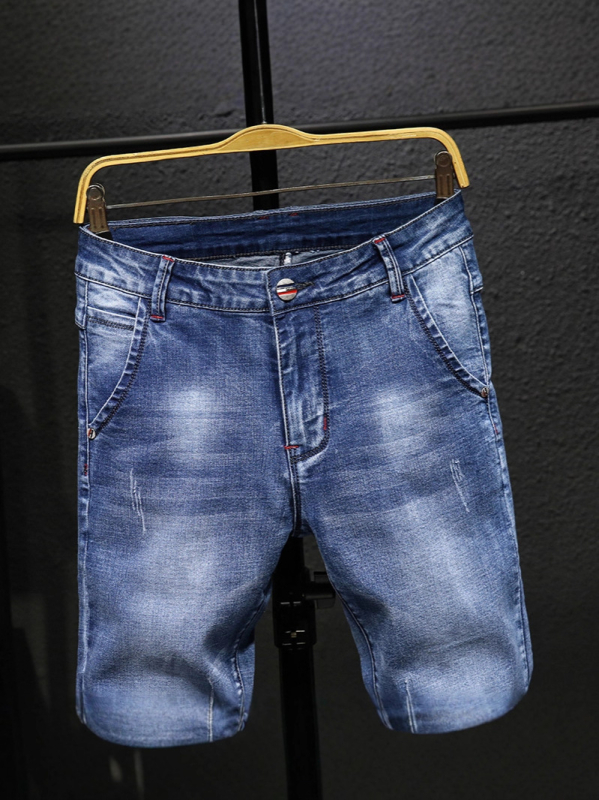 Vīriešu džinsi, Slim Fit, taisnas kājas, denims ar 64,1% kokvilnu, vidējā josta