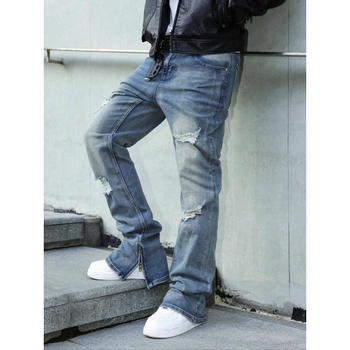 Мъжки дънки - свободна кройка, прав крак, подплатени с полар, връзка за пристягане