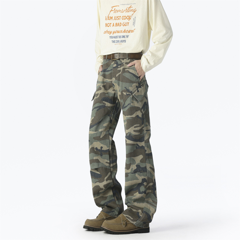 Jeans cargo, croi liber, denim spălat, bumbac 72% / poliester 28%, fermoar