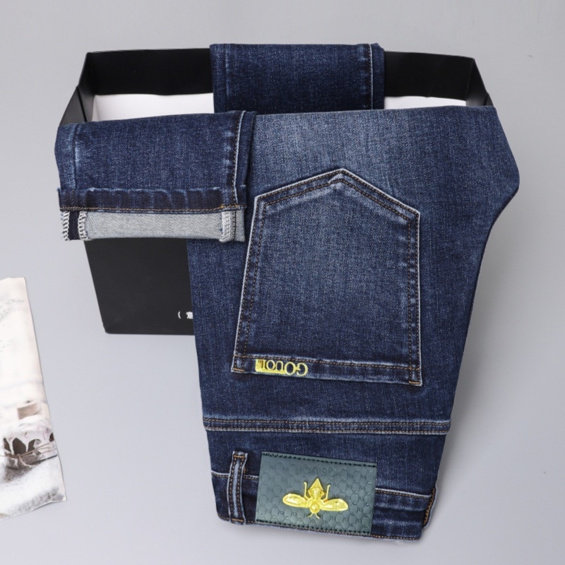 Jeanși, versiune coreeană (croială slim, talie medie, denim, fermoar)