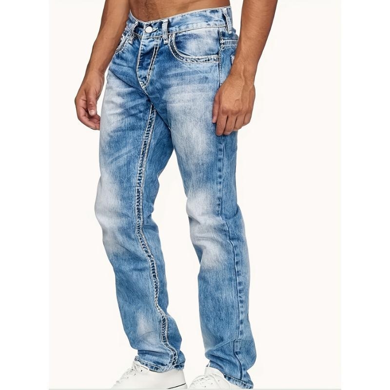 Jeans, stil coreean, croiala dreaptă, talie joasă, brodate și pictate manual